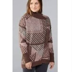 Prana Women’s Celandine Wool Blend Wrap Cardigan Sweater Size XS/S Pink/Brown